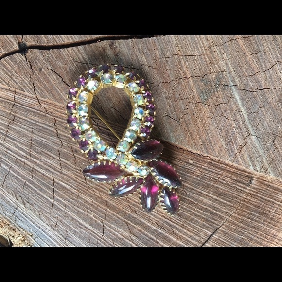 Purple Aurora Borealis Vintage Brooch - Picture 2 of 6